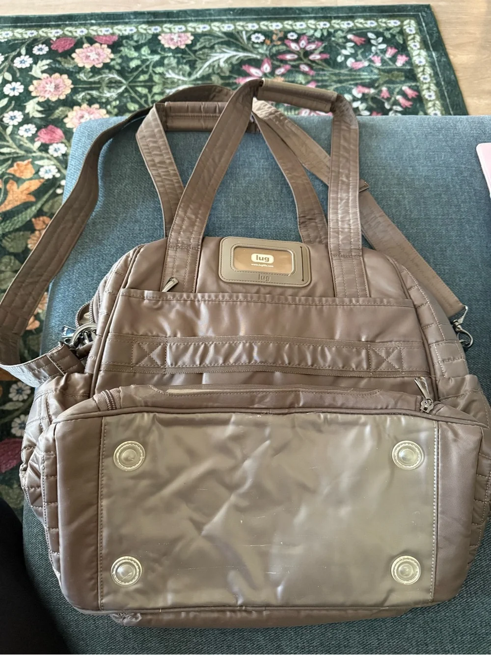 Quilted Nylon Crossbody Backpack - Brownish Green by LUG